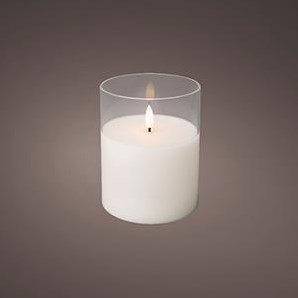Afbeelding laden in galerijviewer, Enzo led flakkerkaars in glas 10x12,5cm wit - 5509675
