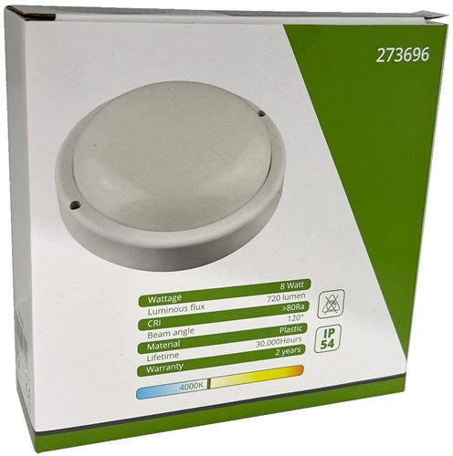 Afbeelding laden in galerijviewer, Enzo led wandlamp 8w rond bulkhead wit 4000k - 5082105
