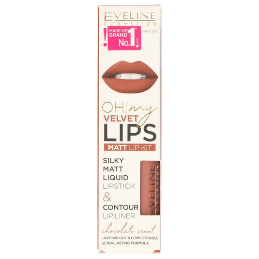 Eveline oh! my lips silky matt liquid lip kit nr. 12 praline eclair