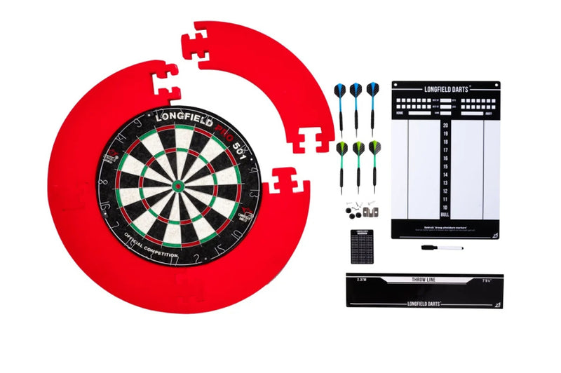 Afbeelding laden in galerijviewer, Longfield darts Tournament dartbord met toebehoren rood 8-delig
