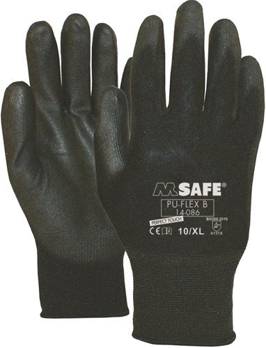 M-safe pu-flex werkhandschoen b 14-086 zwart, m - 11408608
