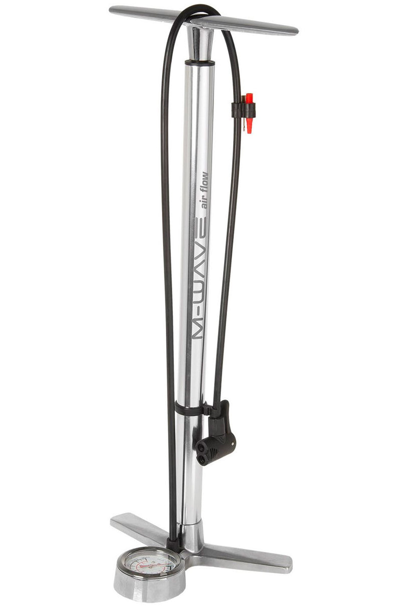 Afbeelding laden in galerijviewer, fietspomp met manometer aluminium 61 cm zilver
