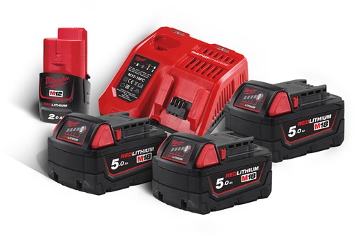 Afbeelding laden in galerijviewer, Milwaukee m18 nrg-503 - multilader m12-18 fc + 3x m18 5.0 ah accu
