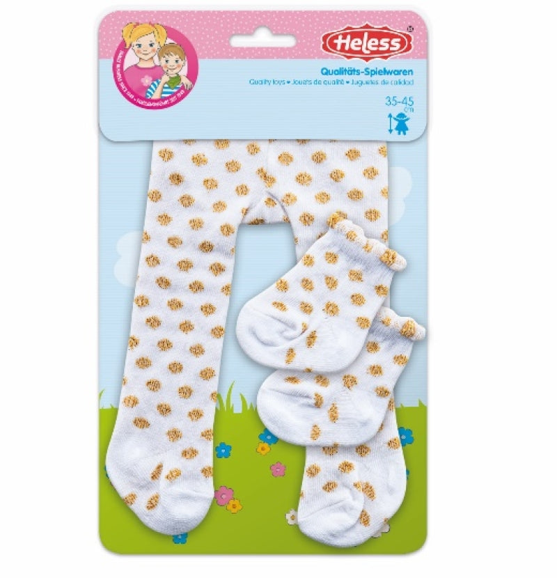 Afbeelding laden in galerijviewer, Heless maillot met sokken goud stip (28-35cm)
