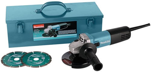 Afbeelding laden in galerijviewer, Makita 9558hnrgk3 | haakse slijper met vastzetschakelaar | 230 v | 125mm | in stalen koffer | incl. accessoire set
