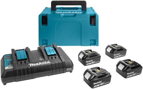 Afbeelding laden in galerijviewer, Makita accessoires 18v li-ion accu starterset 197626-8 (4x bl1850b 5.0ah) + duolader dc18rd in mbox - 197626-8
