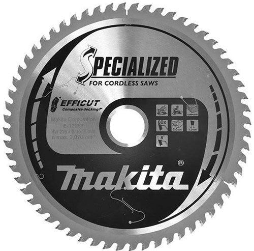 Makita accessoires makita e-12267 cirkelzaagblad 216 x 30 x 2 mm aantal tanden: 60 1 stuk(s)