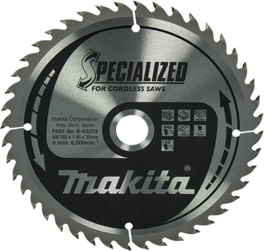 Makita cirkelzaagblad voor hout | specialized | ø 165mm asgat 20mm 44t - b-53229