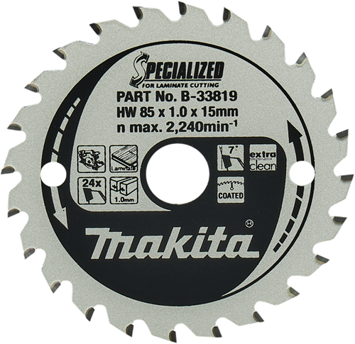 Makita accessoires cirkelzaagblad laminaat | specialized 85x15x1,0 24t 7g - b-33819 b-33819