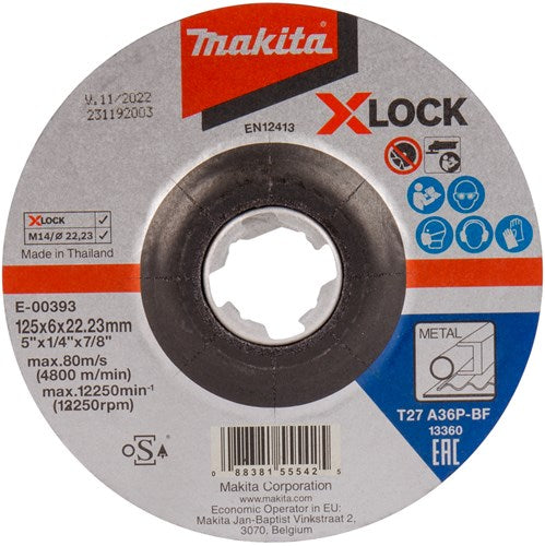 Makita accessoires makita e-00393 afbraamschijf staal x-lock | x 125 x 22,23 x 6,0mm