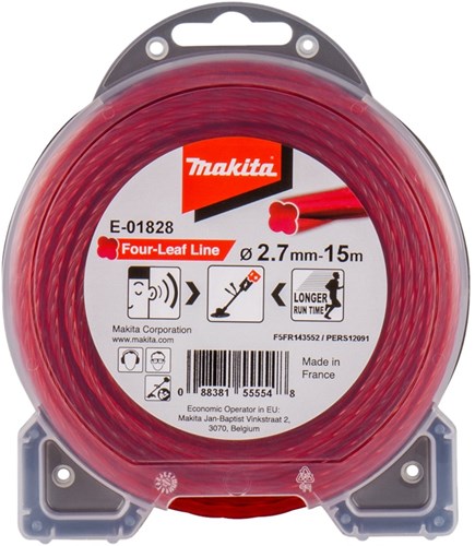 Makita accessoires makita e-01828 maaidraad four-leaf line - rood - 2,7x15 meter