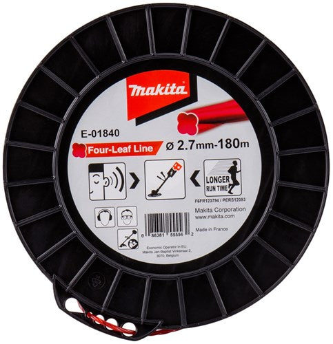 Makita accessoires makita maaidraad vierbladig rood 180 m ø 2,7 mm - e-01840