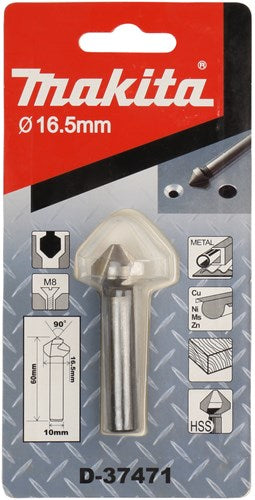 Afbeelding laden in galerijviewer, Makita accessoires verzinkboor 3-cut lengte 60mm schroefdraad maat m8 diameter 16,5mm - d-37471
