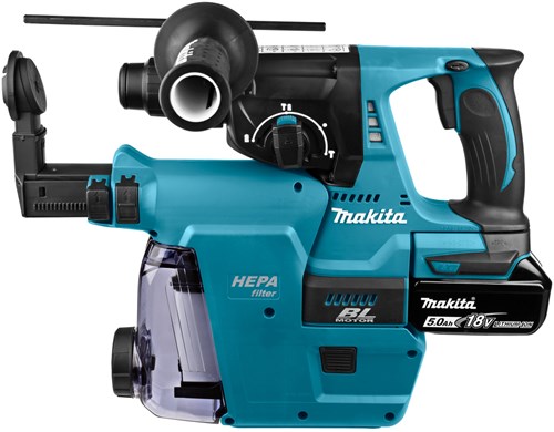 Afbeelding laden in galerijviewer, Makita dhr242rtjw 18v accu combi boorhamer | sds-plus | met stofafzuiging | li-ion 5.0ah - dhr242rtjw
