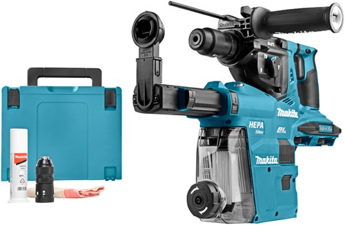 Makita dhr281zwj accu boorhamer met stofafzuiging | 2x18 v li-ion | sds-plus | zonder accu's en lader - dhr281zwj