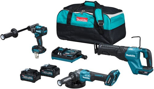 Afbeelding laden in galerijviewer, Makita dk0159g301 | combiset | 40 v max | 4,0 ah accu | snellader | df001g, ga005, jr001g | in tas
