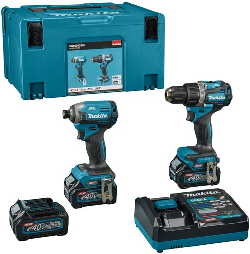 Afbeelding laden in galerijviewer, Makita dk0198g201 | 40 v max combset boren en (slag)schroeven | 3 x 2.5 ah accu + snellader - dk0198g201
