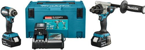 Afbeelding laden in galerijviewer, Makita dlx2550tj 18v combiset dhp492 (klop)boor- schroefmachine + dtd153 slagschroevendraaier (3x 5.0ah accu en lader) in mbox - dlx2550tj
