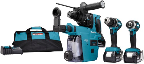 Afbeelding laden in galerijviewer, Makita dlx3106tw1 | lxt accu combiset 18v ddf484 + dtd153 + dhr242 in tas (3x 5.0ah accu + snellader) - dlx3106tw1
