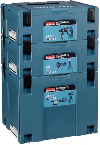 Afbeelding laden in galerijviewer, Makita dlx5044tj | lxt accu combiset 18v boorhamer + decoupeerzaag + haakse slijper + lamp + boormachine in koffer (3x 5.0ah accu + lader) - dlx5044tj

