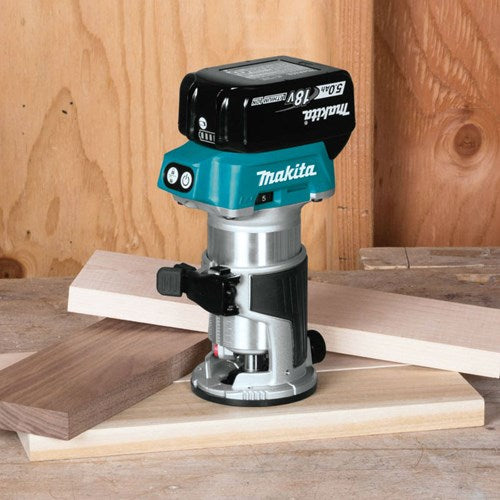 Makita drt50zjx2 accu freesmachine 18v li-ion | zonder accu's en lader in m-box - drt50zjx2