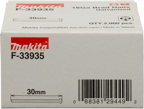 Afbeelding laden in galerijviewer, Makita accessoires brad lengte 30mm uitvoering gegalvaniseerd draaddikte 1,61mm - f-33935

