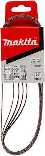 Afbeelding laden in galerijviewer, Makita accessoires makita p-43278 schuurband red - schuurband powervijl - schuurband stripschuurmachine - k80 - 9 x 533mm (5st)
