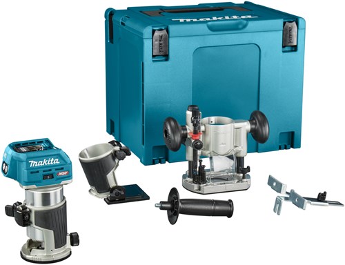 Afbeelding laden in galerijviewer, Makita rt001gz10 boven- en kantenfrees | 40 v max | zonder accu's en lader | incl. diverse voeten | in mbox - rt001gz10
