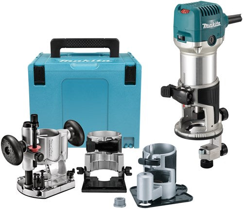Afbeelding laden in galerijviewer, Makita rt0702cx3j | 230 v kantenfrees | met diverse voeten | in mbox - rt0702cx3j
