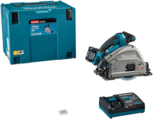 Afbeelding laden in galerijviewer, Makita sp001gu101 | 40 v max | invalcirkelzaag | 165 mm | 4,0 ah accu (1 st) | snellader | in mbox | met aws zender sp001gu101
