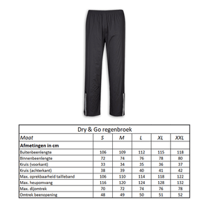 Regenbroek Dry Go maat L