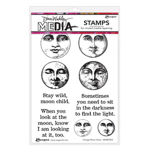 Ranger ink ranger • dina wakley media cling stamps vintage moon faces