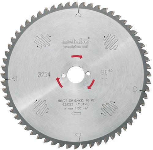 Metabo accessoires metabo cirkelzaagblad precision cut hw ct ø 254 mm, 40t wz 20° - 628059000