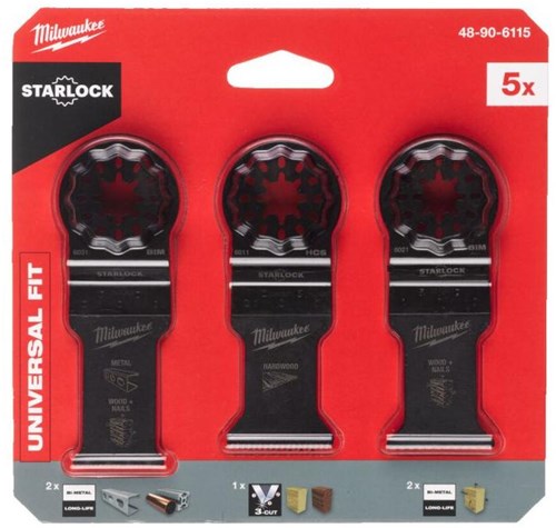 Afbeelding laden in galerijviewer, Milwaukee accessoires omt starlock | hout metaal bladenset | 5-delig - 48906115
