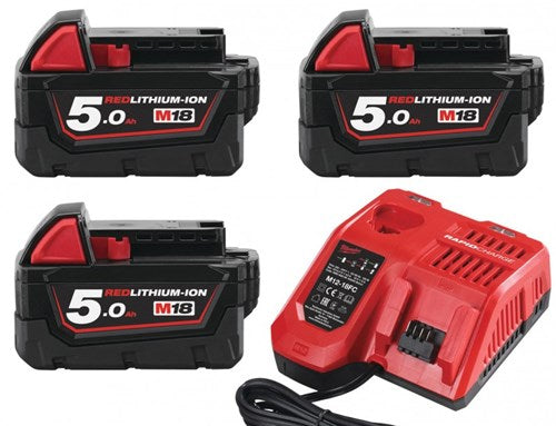 Afbeelding laden in galerijviewer, Milwaukee m18 nrg-503 - multilader m12-18 fc + 3x m18 5.0 ah accu
