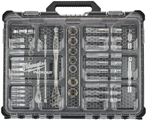 Afbeelding laden in galerijviewer, Milwaukee ratel- en dopsleutelset packout metrisch ¼ ½ (63-delig) - 4932493661
