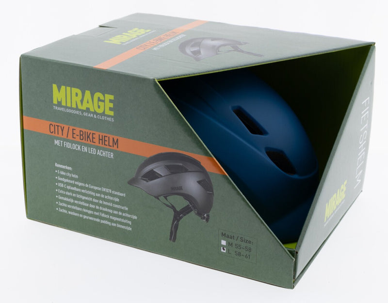 Afbeelding laden in galerijviewer, Buzaglo mirage urban helm e-bike led 55-58cm mat blauw

