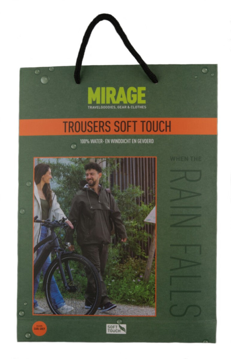 Afbeelding laden in galerijviewer, Mirage regenbroek rainfall trouser soft touch - maat l - earl grey
