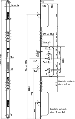 Afbeelding laden in galerijviewer, Nemef 4926 veiligheidsmeerpuntssluiting | krukbediend | skg*** | dm55mm | pc72mm | voorplaat staal verzinkt 20x1950mm afgerond| dr 1+3 2+4 - a000307538
