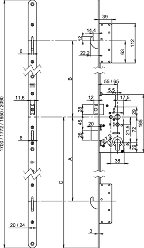 Afbeelding laden in galerijviewer, Nemef 5060 veiligheidsmeerpuntssluiting | krukbediend | skg*** | dm55mm | pc72mm | voorplaat staal verzinkt 24x1700mm afgerond| dr 1+3 2+4 - a000326383
