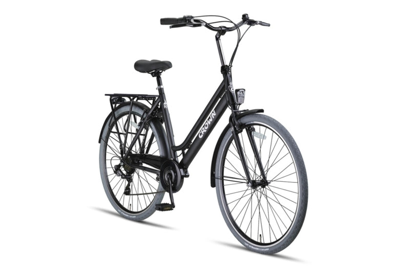 Afbeelding laden in galerijviewer, Crown new york 28 inch 53 cm dames 7v v-brakes matzwart
