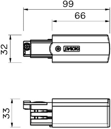 Nordic aansluitstuk tbv. rail alu rechts 3-fase 5050019