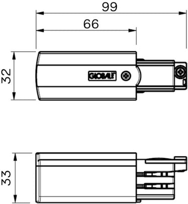 Nordic aansluitstuk tbv. rail wit links 3-fasen 5050015