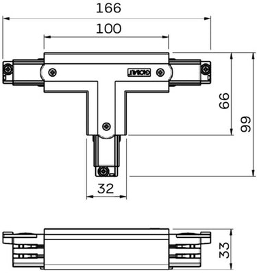 Nordic t-stuk vast 90gr. tbv. rail grijs links 5050051