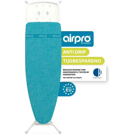 Airpro large strijkplank 120x42cm linnenlook turquoise