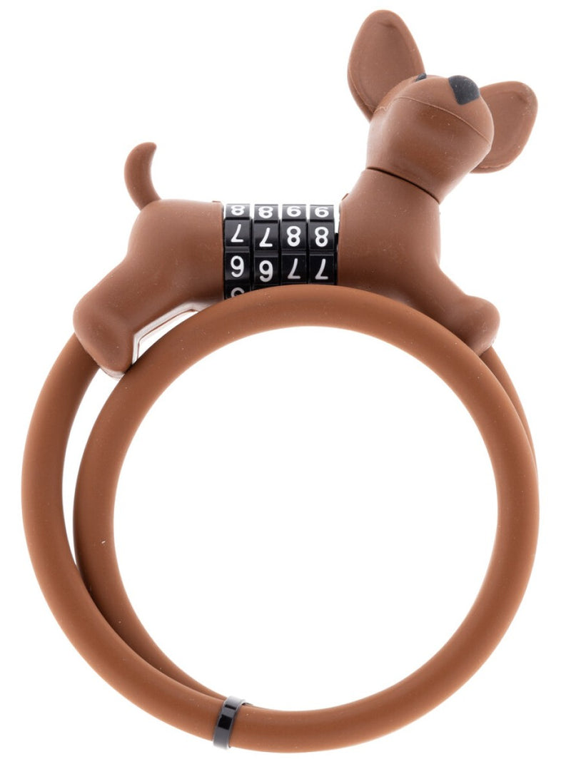 Afbeelding laden in galerijviewer, Pexkids cijfer kabelslot bruin flappie de waakhond silicone
