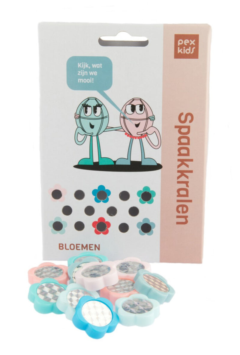 Afbeelding laden in galerijviewer, Bicycle sprak kralen Pexkid's Flowers gesorteerd 4-kleurig (12 stuks op kaart)
