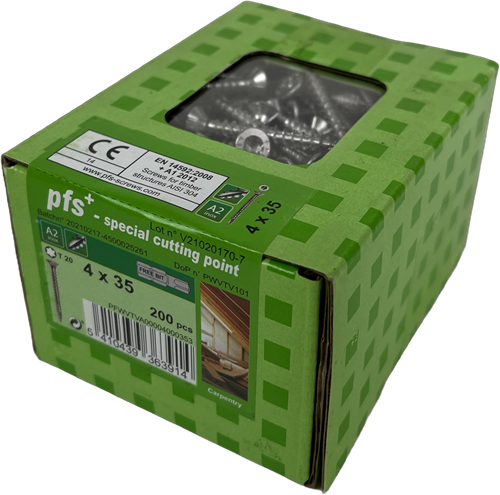 Afbeelding laden in galerijviewer, Pgb-europe pfs+ | rvs spaanplaatschroef pfs+ vk-t ø 4,0x35 a2 - 200 stuks - pfwvtva00004000353
