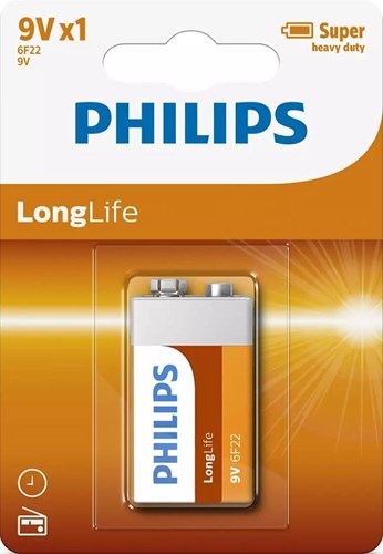 Afbeelding laden in galerijviewer, Philips longlife 9v batterij 6f22 blister 1 - 3111025
