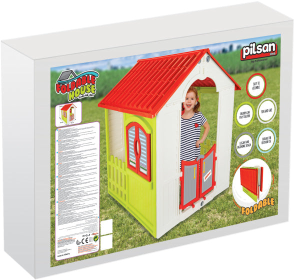 Afbeelding laden in galerijviewer, Pilsan Opvouwbaar Speelhuisje 110 x 92 x 109 cm Groen Wit Rood
